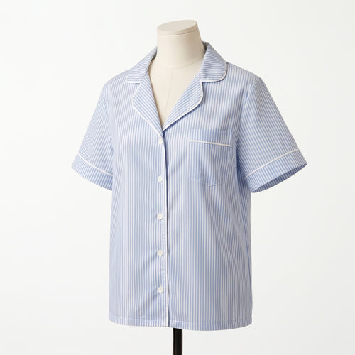 Pijama Blue Stripes Short - blusa manga corta vista frontal