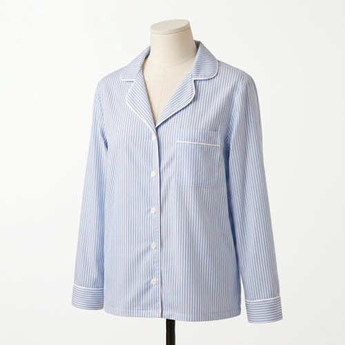 Pijama Blue Stripes - blusa manga larga vista frontal
