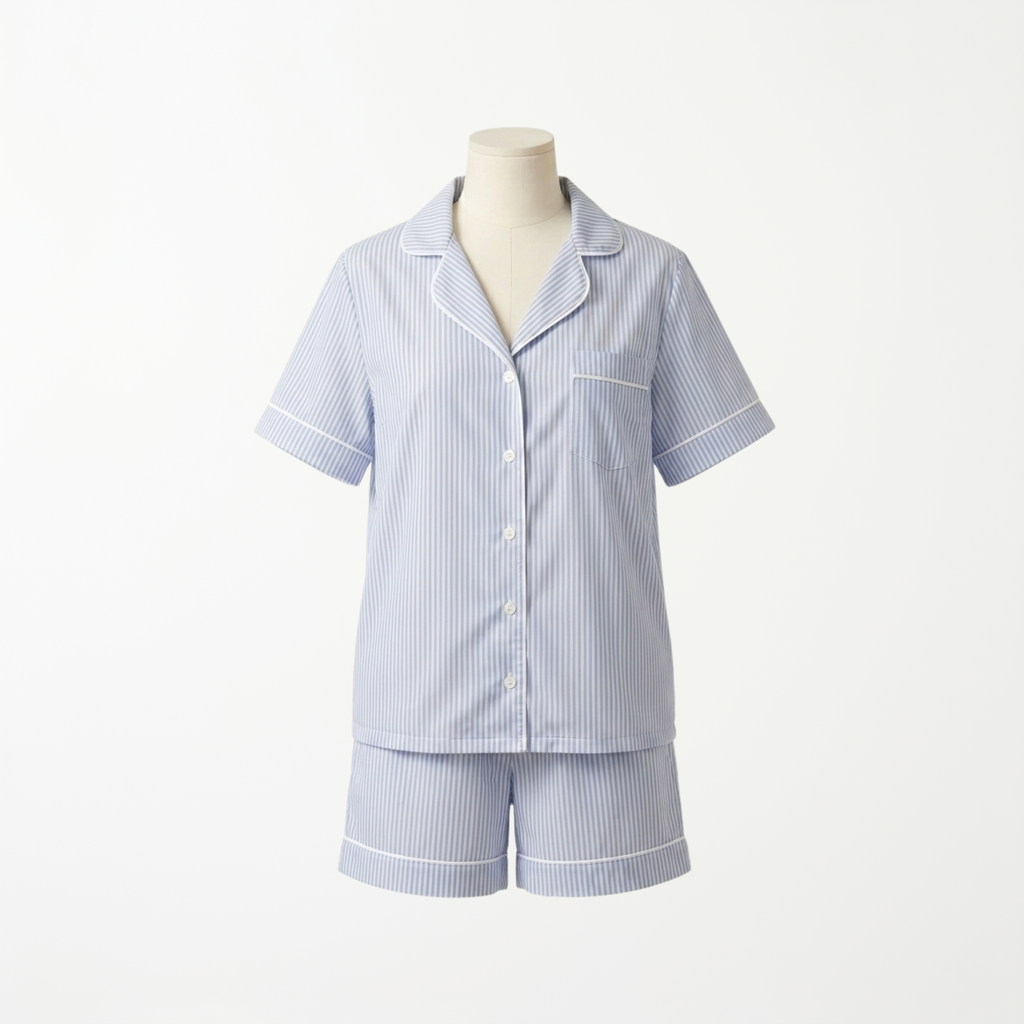 Pijama Blue Stripes Short - conjunto blusa manga corta y short