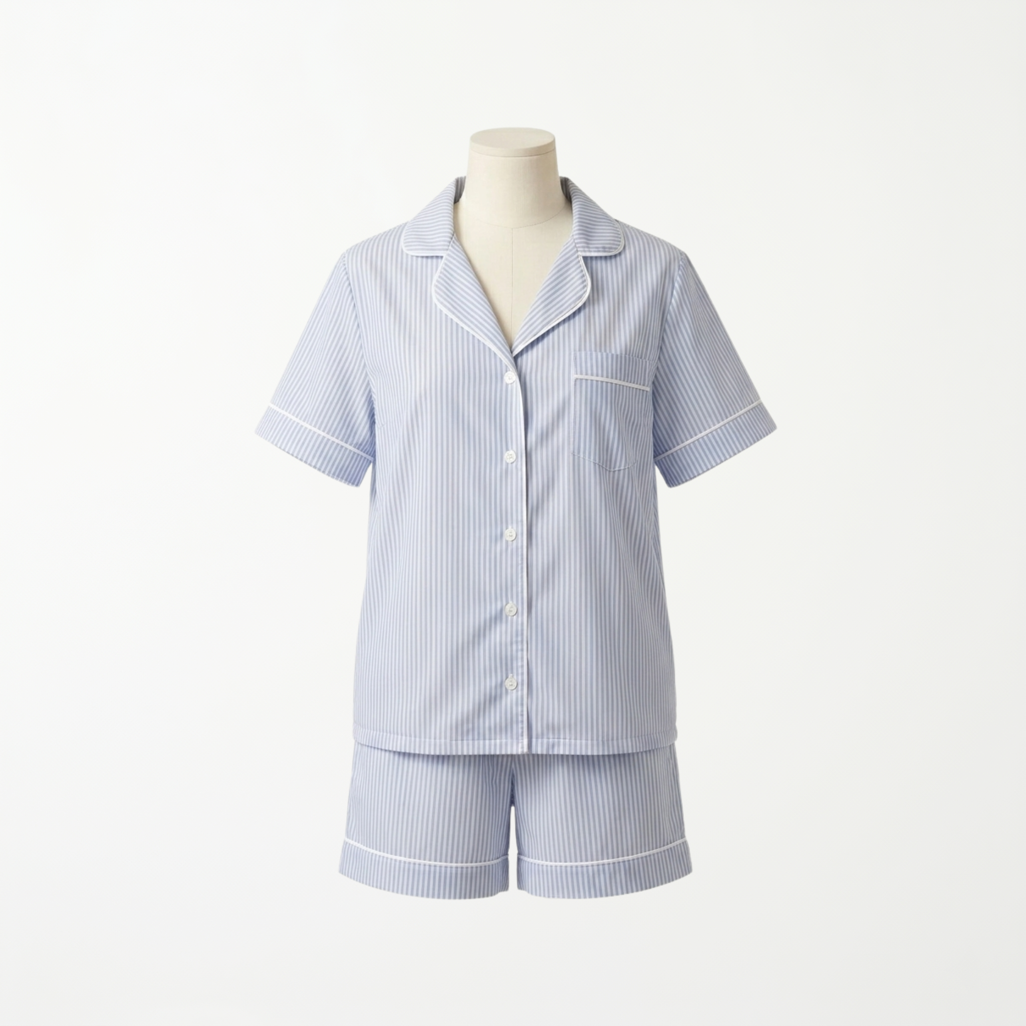 Pijama Blue Stripes Short - conjunto blusa manga corta y short