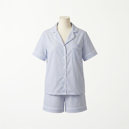Pijama Blue Stripes Short - conjunto blusa manga corta y short