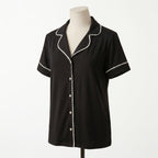 Pijama Classic Noir - blusa manga corta negra vista frontal