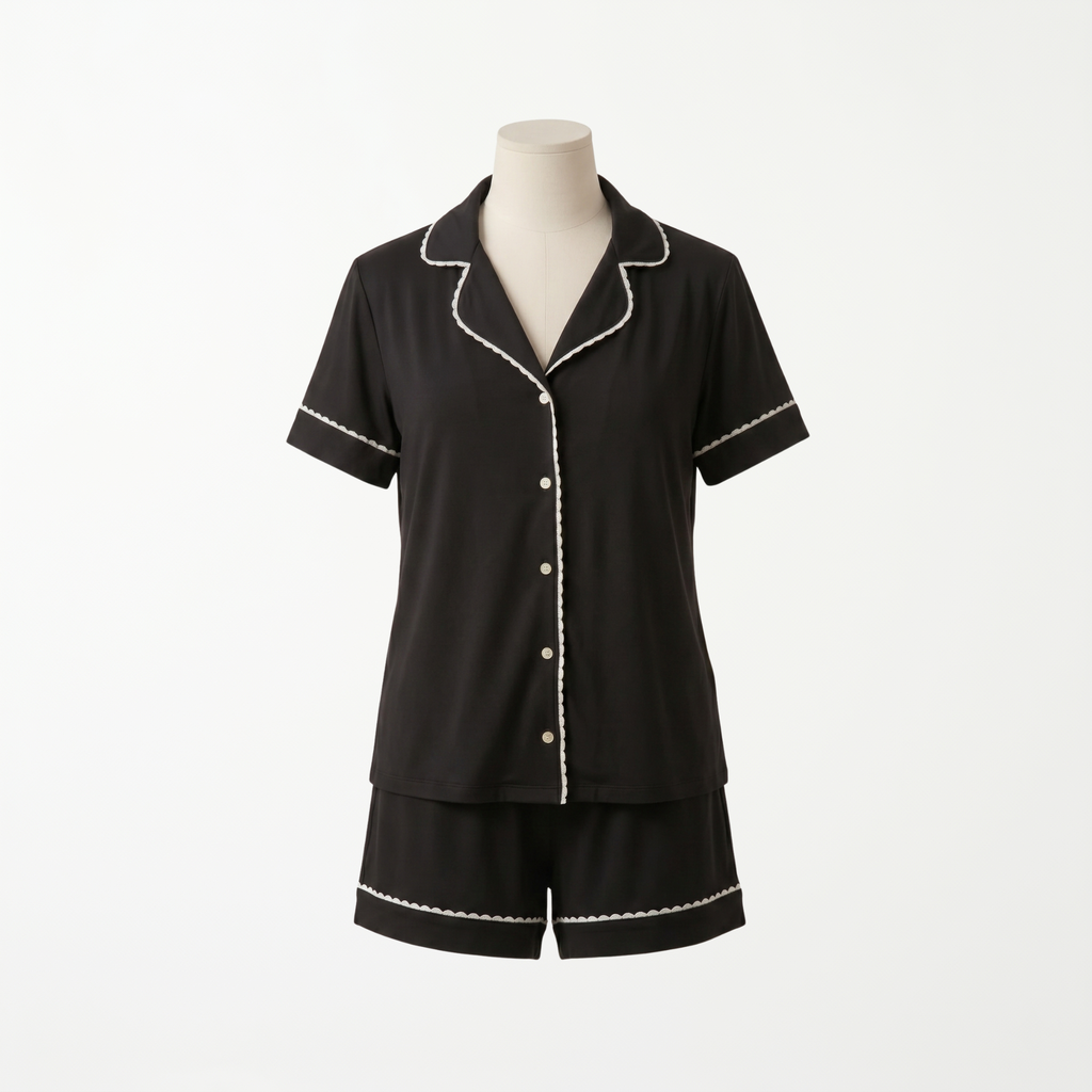 Pijama Classic Noir - conjunto blusa manga corta y short