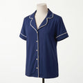 Pijama Midnight Blue - blusa manga corta azul vista frontal