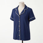 Pijama Midnight Blue - blusa manga corta azul vista frontal