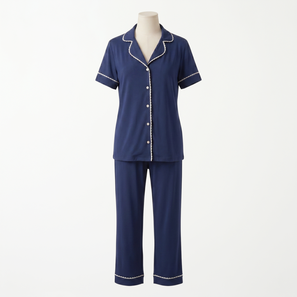 Pijama Midnight Blue - conjunto blusa manga corta y pantalón largo