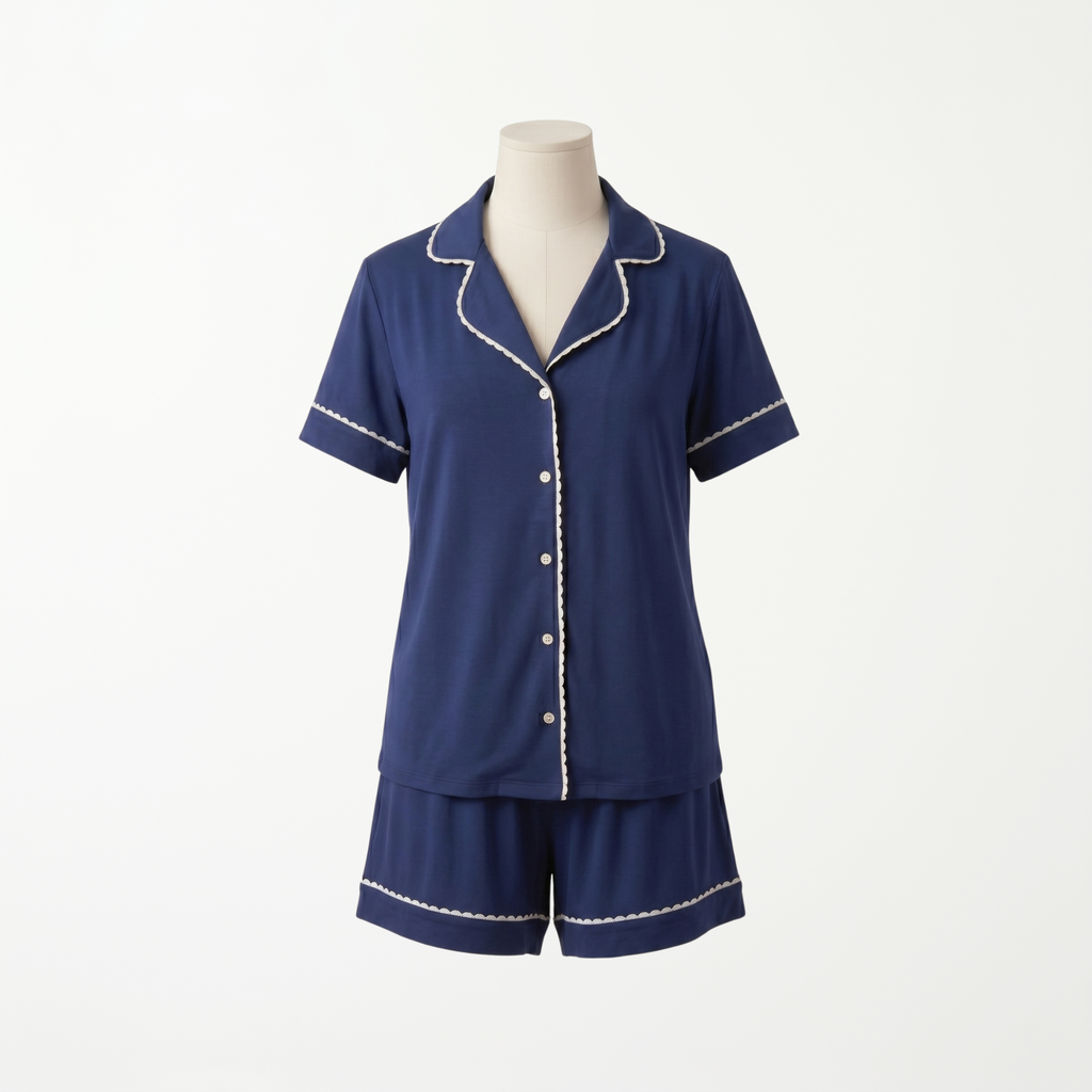 Pijama Midnight Blue - conjunto blusa manga corta y short