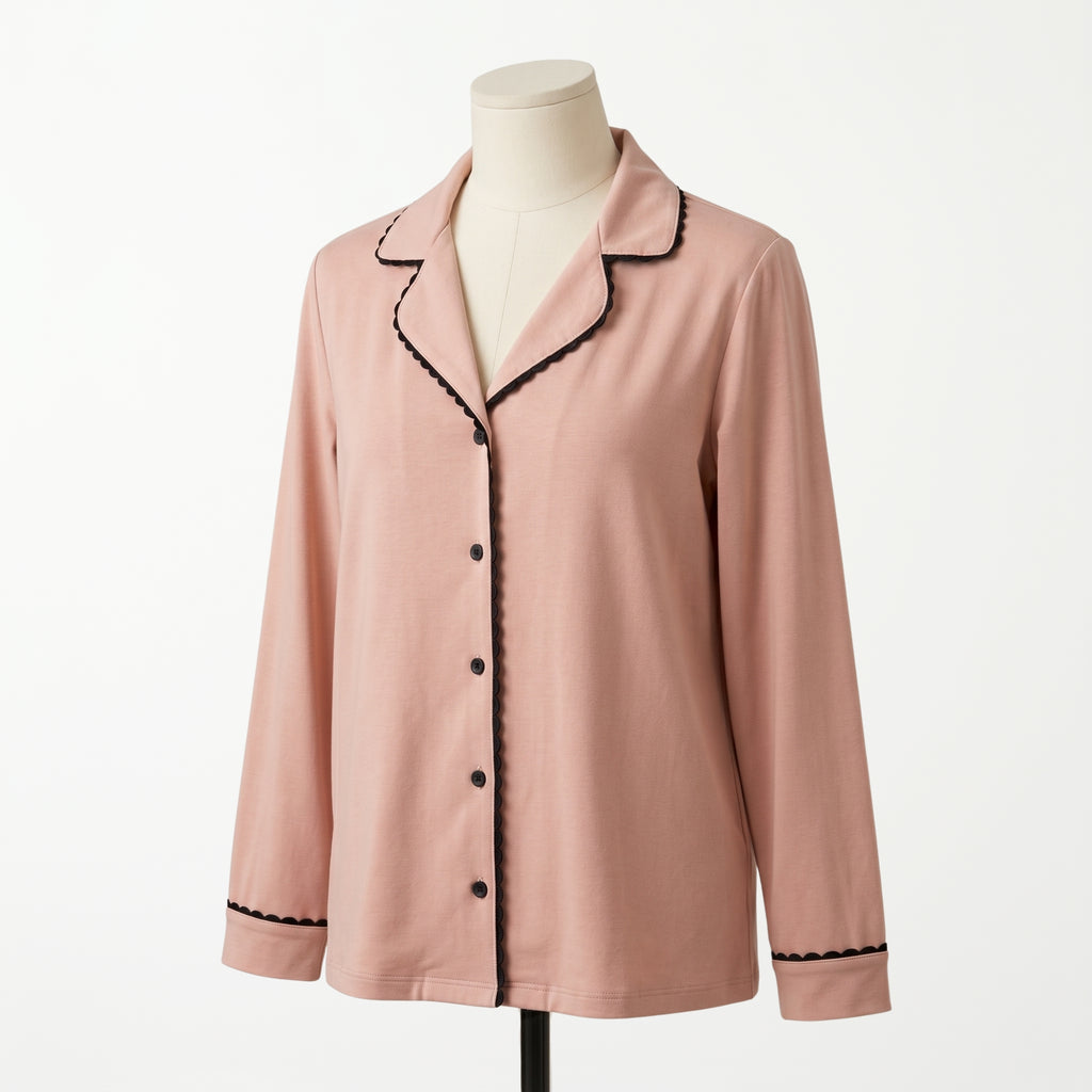 Pijama Rose Dusk - blusa manga larga rosa vista frontal