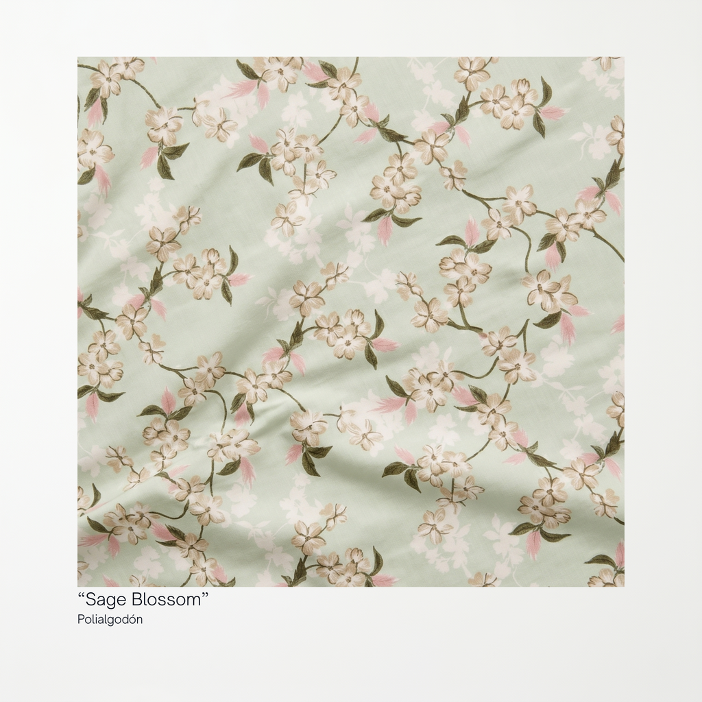 Bata Sage Blossom - detalle del estampado floral