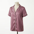 Pijama Cozy Silk Seda Rosa - blusa manga corta vista frontal
