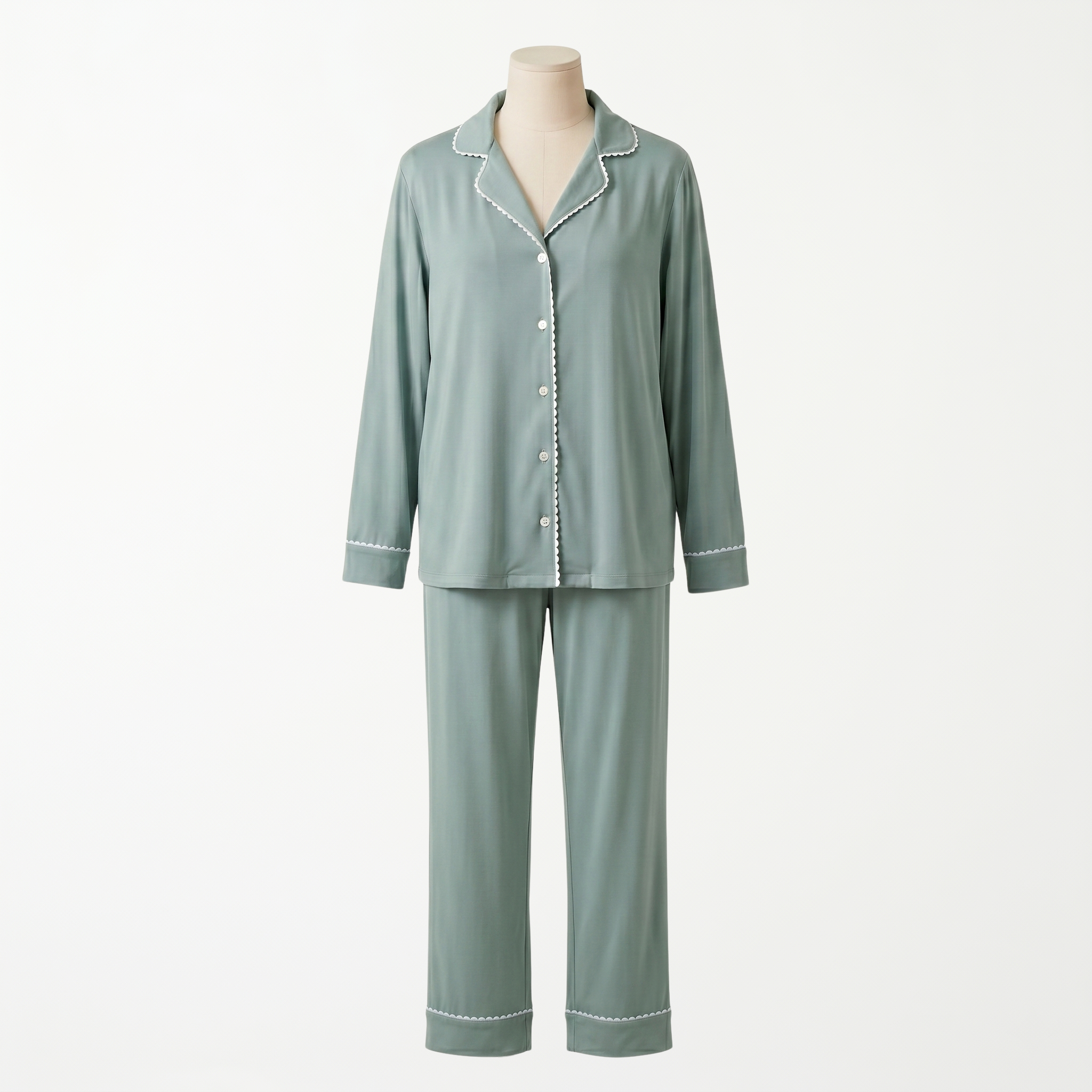 Pijama Verde Aqua - conjunto blusa manga larga y pantalón largo