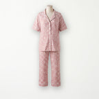 Pijama Powder Rose de manga corta y pantalón, rosa palo con botánico blanco