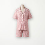 Pijama Powder Rose de manga corta y short, rosa palo con botánico blanco