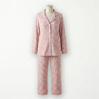 Pijama Powder Rose de manga larga y pantalón, rosa palo con botánico blanco